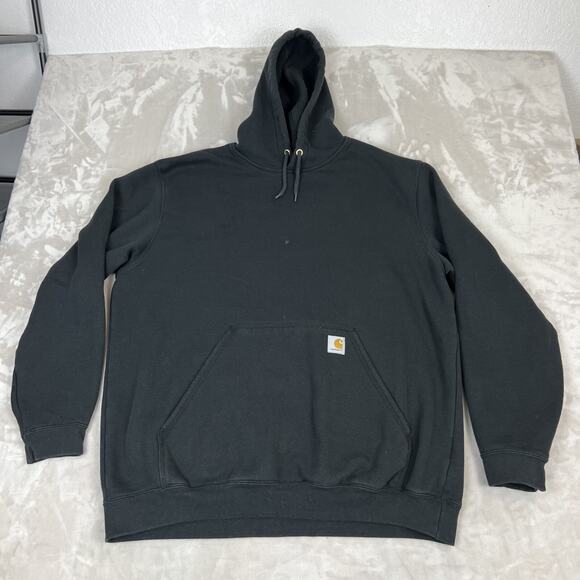 Carhartt Sweater Mens XL Black Faded Loose Fit Hoodie Pullover Workwear Grunge - Picture 1 of 9